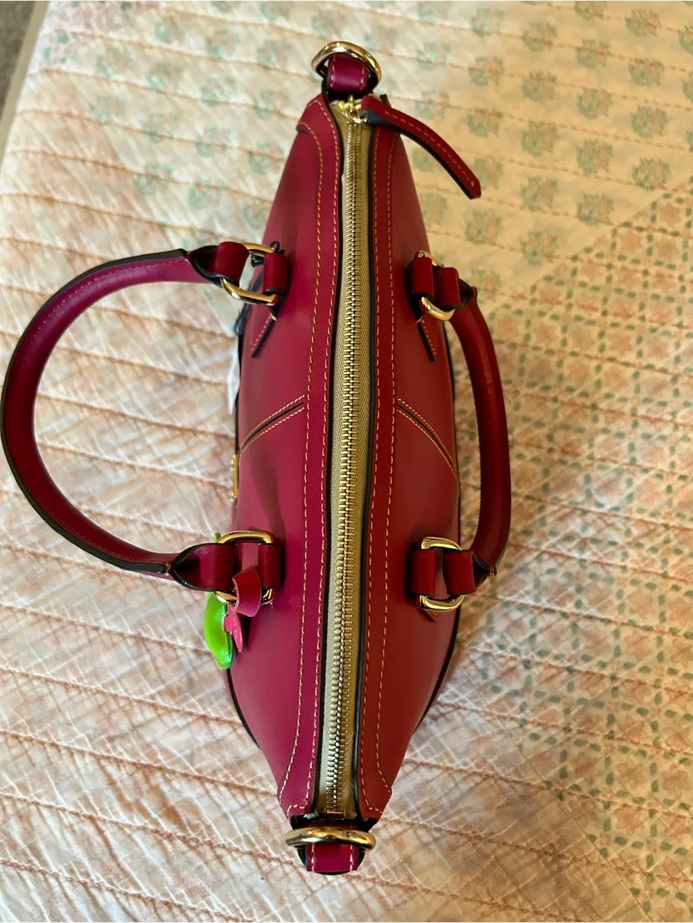 Dooney & Bourke Belmar leather Domed Satchel in Strawberry, excellent preowned
